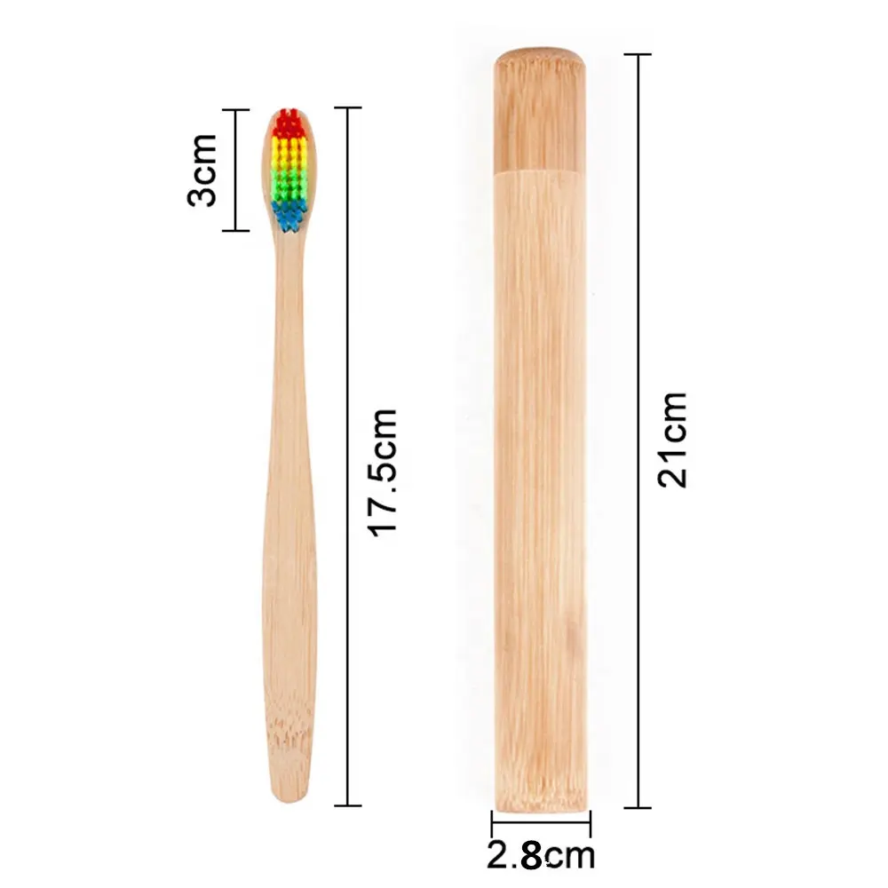 ケース付き再利用可能なトラベル歯ブラシ生分解性竹炭歯ブラシホルダー付きバンブー歯ブラシ