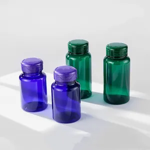 Tablet Medicine Blue Pill Bottles Capsule PET Plastic Pill Bottle Jar For Medical Pills Vitamin Herb Ginseng Powder Supplement