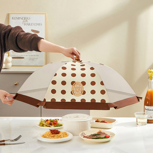 Foldable Food Cover Round Mesh Flyproof Dustproof Table Cover For Leftovers Washable Cute Design - Product Image 1