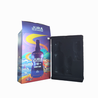 Boîte d'emballage pour whisky brillante avec insert en plastique pour bouteille, boîte en papier pour whisky avec boîte en carton épais STPP