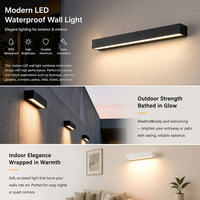 Lámpara de Pared LED de Tira Larga de 12W 18W 30W, Iluminación Exterior Impermeable para Porche/Patio/Jardín, Alto CRI 90, Vidrio Templado y Aluminio