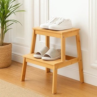 Tabouret en bambou blanc Escalier en bois Repose-pieds pour adultes et enfants