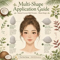 Éponge de maquillage écologique JLY pour débutants et maquilleurs professionnels, en poudre de coque de noix de coco, pour le fond de teint et le correcteur
