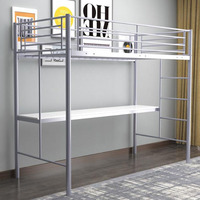 Lit superposé en métal double avec échelle, 90x200cm, argent, lits de dortoir robustes, mobilier scolaire, Uetco