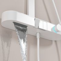 Ensemble de douche en laiton chromé moderne et minimaliste avec affichage numérique LED, thermostatique, effet pluie, haute pression pour salle de bain