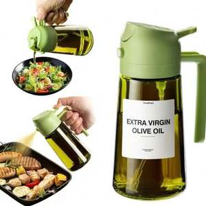 Bouteille d'huile d'olive en verre transparente, écologique et multifonctionnelle, prête à l'emploi, avec pulvérisateur à pression pour la cuisine - Product Image 1