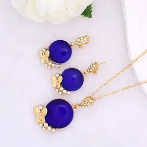 Cheap price 2pcs women earrings and pendant set with opal stone 18k gold plated 'jewerly' cute fashion jewelry jewelry sets