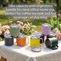 Mug à café isotherme à double paroi en acier inoxydable 304 de 14 oz avec poignée, tasse à boisson réutilisable pour le bureau, la maison et les voyages