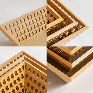 Panier à fruits en bambou creux pain en bambou présentoir à fruits <span class=keywords><strong>plateau</strong></span> de service à pain panier de rangement <span class=keywords><strong>plateau</strong></span> de rangement - Product Image 4
