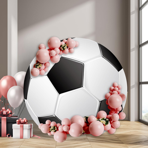 Diámetro 6.5ft Fútbol Foto Fondo redondo Cubierta Negro Blanco Deportes Fútbol <span class=keywords><strong>para</strong></span> Kis Boy Man Fiesta <span class=keywords><strong>de</strong></span> cumpleaños - Product Image 2
