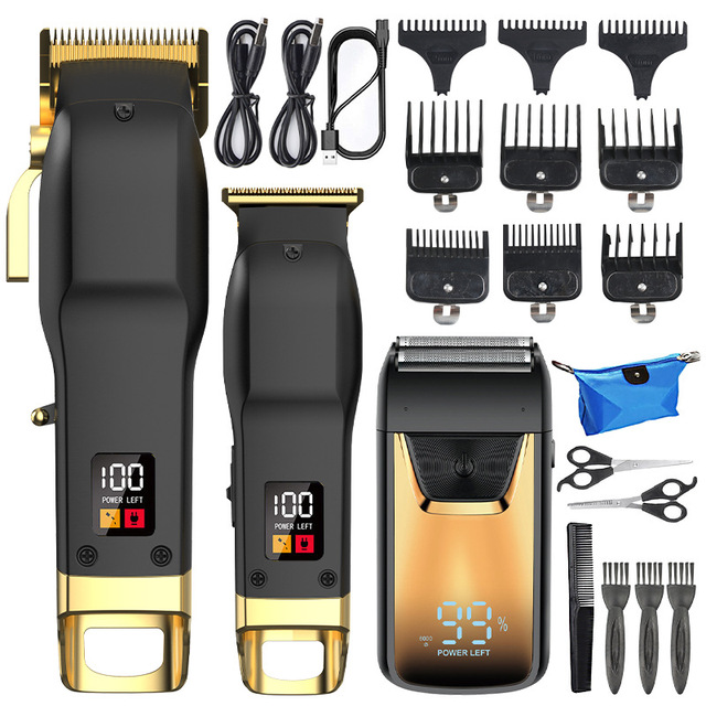 Cross-Border Three-In-One Electric Hair for Clipper Set Hairdressers Special Digital Display Hair Clippers with Whitening Device