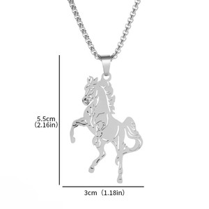 Nuova Collana con Ciondolo Placcato <span class=keywords><strong>Oro</strong></span> in Acciaio Inossidabile, Stile Hip Hop, a Forma di Cavallo, per <span class=keywords><strong>Uomo</strong></span> e Donna - Product Image 4