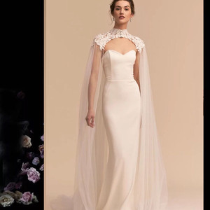 Bridal <strong>Cape</strong> High Quality Embroidery Wedding <strong>Veil</strong> Lace Ivory Long Flowing Shoulder Shawl <strong>Veils</strong> - Product Image 6