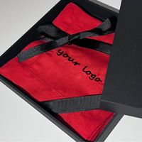 Serviette de cocktail en coton et lin rouge 15x15cm, broderie dessinée, dessous de verre décoratif, tapis de table
