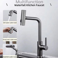 Robinet de cuisine monocommande moderne en laiton, mitigeur eau chaude/froide avec douchette extractible, gris anthracite, pour maison et hôtel