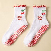 Chaussettes de Yoga et Pilates Antidérapantes Personnalisées, à Broderie Fraise, Volants, Grip Élite, pour Entraînement Sportif, Design OEM en Gros