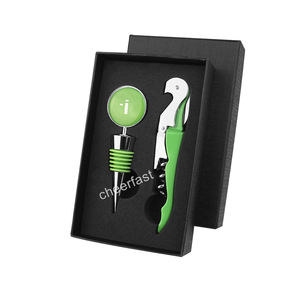 <span class=keywords><strong>Coffret</strong></span> cadeau promotionnel de vin vert, kit d'accessoires à vin personnalisé, ouvre-bouteille et bouchon de bouteille avec boîte noire - Product Image 6