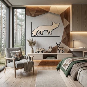 Una placa de pared de madera maciza con la forma de una silueta de zorro, la elección perfecta para una decoración inspirada en la naturaleza que combina encanto rústico. - Product Image 3