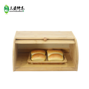 Double-layer storage <b>kitchen</b> bread box with lid, household storage box, bamboo bread storage box - Product Image 2
