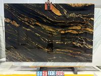 Dalle de quartzite noir doré poli Morumbi, pierre naturelle Cosmic Black Gold pour murs et comptoirs