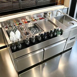 Station de bar à cocktails haut de gamme en acier inoxydable avec évier intégré pour bar de boutique - Product Image 2