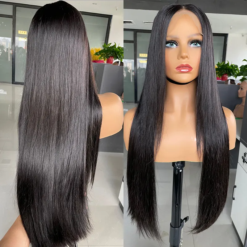 180% 250% Dichte Perücken mit menschlicher Spitze, 10A Grade Silky Straight Pre Zupfen 13x4 13x6 Transparente Frontal Raw Indian Hair Perücke