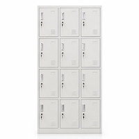 Casier en acier à 12 portes pour étudiants, casier à vêtements pour personnel, casiers scolaires pour rangement, casier métallique pour vêtements de sport, casier en fer démontable