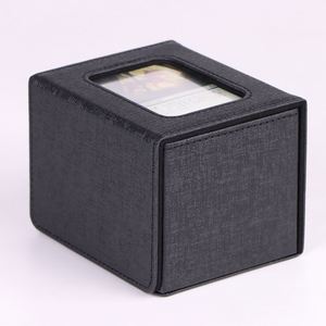 กล่องเก็บการ์ดสะสมคุณภาพสูง FX Luxury Black Top Loading PU Leather Magnetic Card Case พร้อมฝาปิดแม่เหล็ก ทำจากหนัง PU สีดำ - Product Image 1