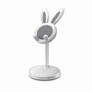 Creative Rabbit Phone Stand <b>Height</b> <b>Adjustable</b> <b>Desk</b> Holder Cute Cartoon Design Plastic Material Telescopic Feature - Product Image 3