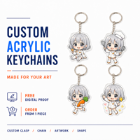 Porte-clés acrylique anime personnalisé, acrylique transparent de qualité supérieure, impression UV brillante, délai de livraison rapide, chaîne serpent, vente en gros, faible MOQ