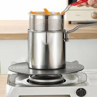 Petite friteuse en acier inoxydable 304 avec panier en maille, qualité alimentaire, ensemble de cuisson compact pour cuisinière à gaz et à induction