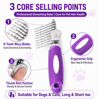 Brosse démêlante pour chiens et chats avec lames de sécurité en acier – Peigne métallique pour démêler les poils emmêlés ou noués sous le pelage
