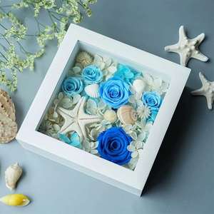 1.77 inches deep hollow rose dry flower 3D 8x10 white shadow box frame
