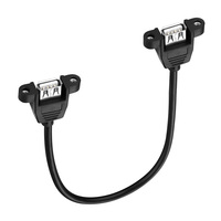 Cable de Extensión USB 2.0 Tipo A Hembra a Hembra Bochara con Montaje en Panel de Tornillos, Doble Blindaje (Lámina + Trenzado) 30cm 50cm