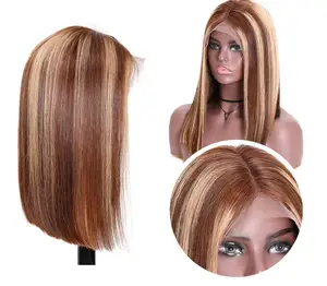 प्रकाश डाला बॉब P4/27 रंगीन पारदर्शी फीता 13X6 मानव बाल विग के लिए मिंक ब्राजील के बालों की विग लघु बॉब Wigs काले महिलाओं