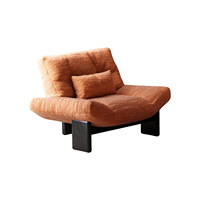 Fauteuil paresseux individuel en bois de style mi-siècle, luxe léger, pour salon et balcon, avec éponge haute densité