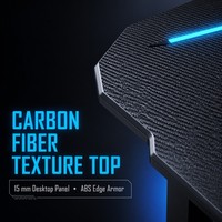 Bureau de jeu Aor Esports 2026 moderne de haute qualité, personnalisé, noir, convertible, en métal et fibre de carbone avec éclairage LED