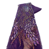 NI.AI luxe séquence perles dentelle tissu pierres colorées maille dentelle broderie tissu pour robe de mariée matériaux