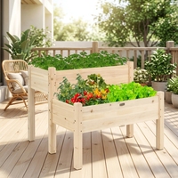 Lit de jardinières en bois à 2 niveaux avec pied Fournitures de jardin à domicile Lit de jardin surélevé pour fleurs et plantes
