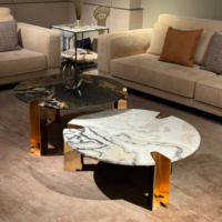 Table basse de luxe en marbre italien avec design moderne en métal, couleur personnalisée de haute qualité pour salon, bar à domicile et décoration de villa