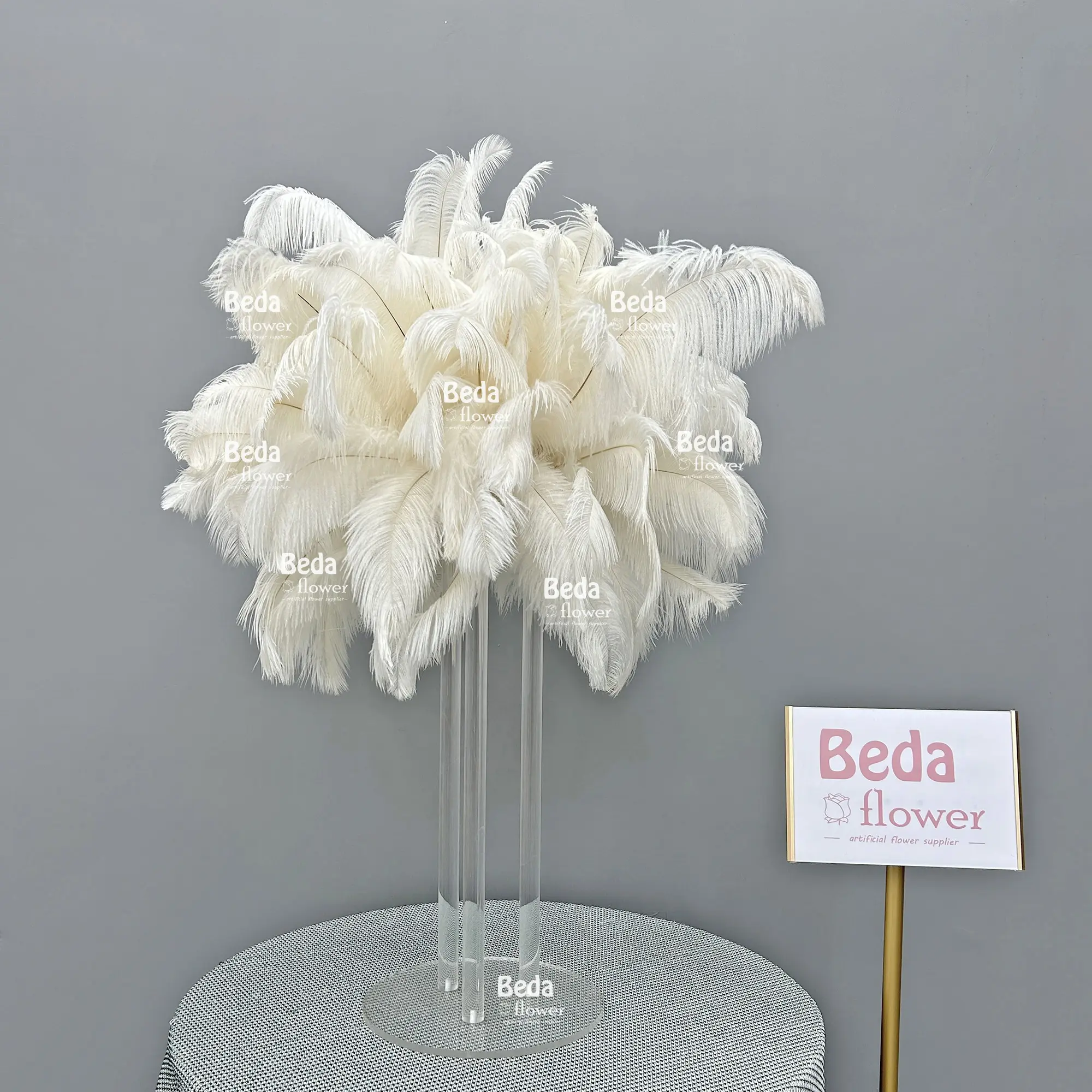 Beda Factory Direct palla fiore con piume artificiali centrotavola bianco tavolo fai da te migliore vendita decorazione per eventi di festa di nozze
