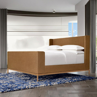 Meubles de chambre à coucher de luxe, lit capitonné de style king-size avec cadre en bois massif pour hôtel