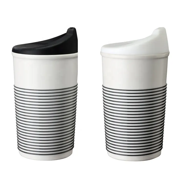 Eco Vriendelijke Goedkope Prijs 11Oz 340Ml Bone China Keramische Draagbare Koffie Cup Met Siliconen Hoes