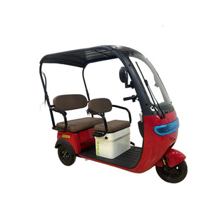 Tricycle électrique 2 places avec auvent rouge, carrosserie ouverte, trike pour passagers - Product Image 3