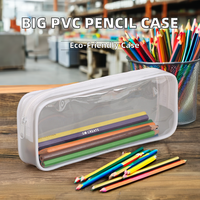 Sac à collation en PVC transparent personnalisé, recyclable, à fermeture éclair, grande capacité, trousse à crayons, logo personnalisé, style simple, pour les enfants