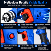 Perceuse électrique filaire robuste à vitesse variable, qualité professionnelle, 500W, garantie 1 an, pour perçage de métaux, 10mm max, OEM