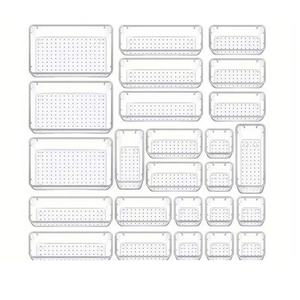 Transparent Plastic Storage <b>Bins</b> Set 4 Sizes Rectangle Non Slip Organizer Box For <b>Kitchen</b> Desk Cosmetic Drawer Divider - Product Image 4