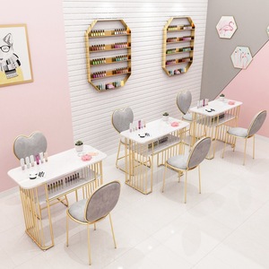 Muebles de Salón para Manicura, Mesa de Manicura Moderna y Lujosa de Metal y Hierro para Dormitorio o Sala de Estar - Product Image 4