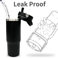 Gobelet isotherme double usage en acier inoxydable de 30 oz, personnalisable en gros, bouteille d'eau isolée sous vide, tasse de voyage à café avec poignée et paille rabattable