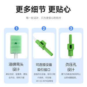 Tête de brosse éponge jetable pour irrigateur buccal avec conception à pression négative pour patients alités - Product Image 1